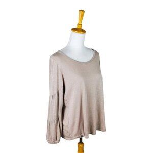 Hello Nite Super Soft Shirred 3/4 Sleeve Top In Seal Gray Size Small